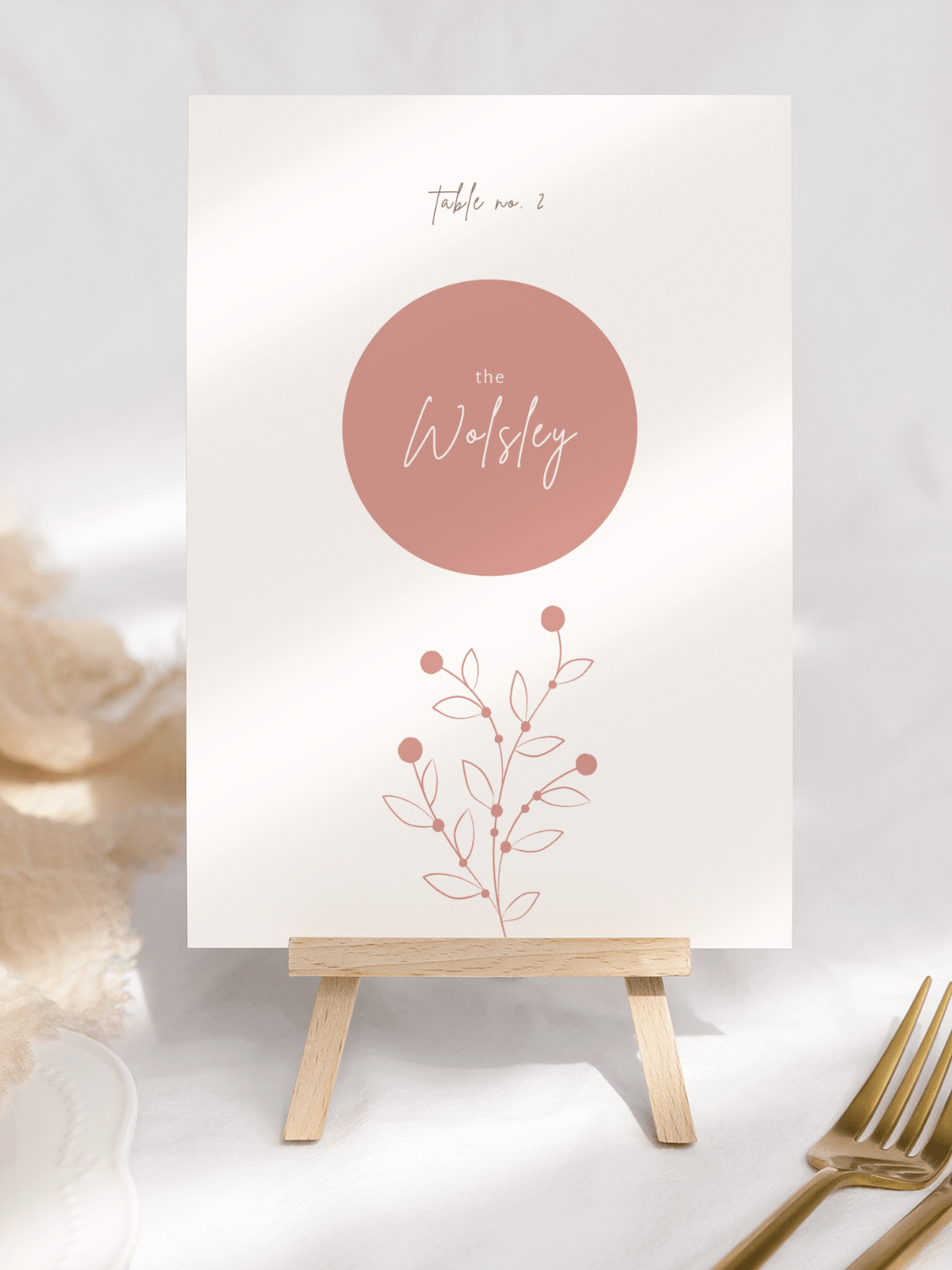 Berry Bloom Wedding Table Name - 5x7