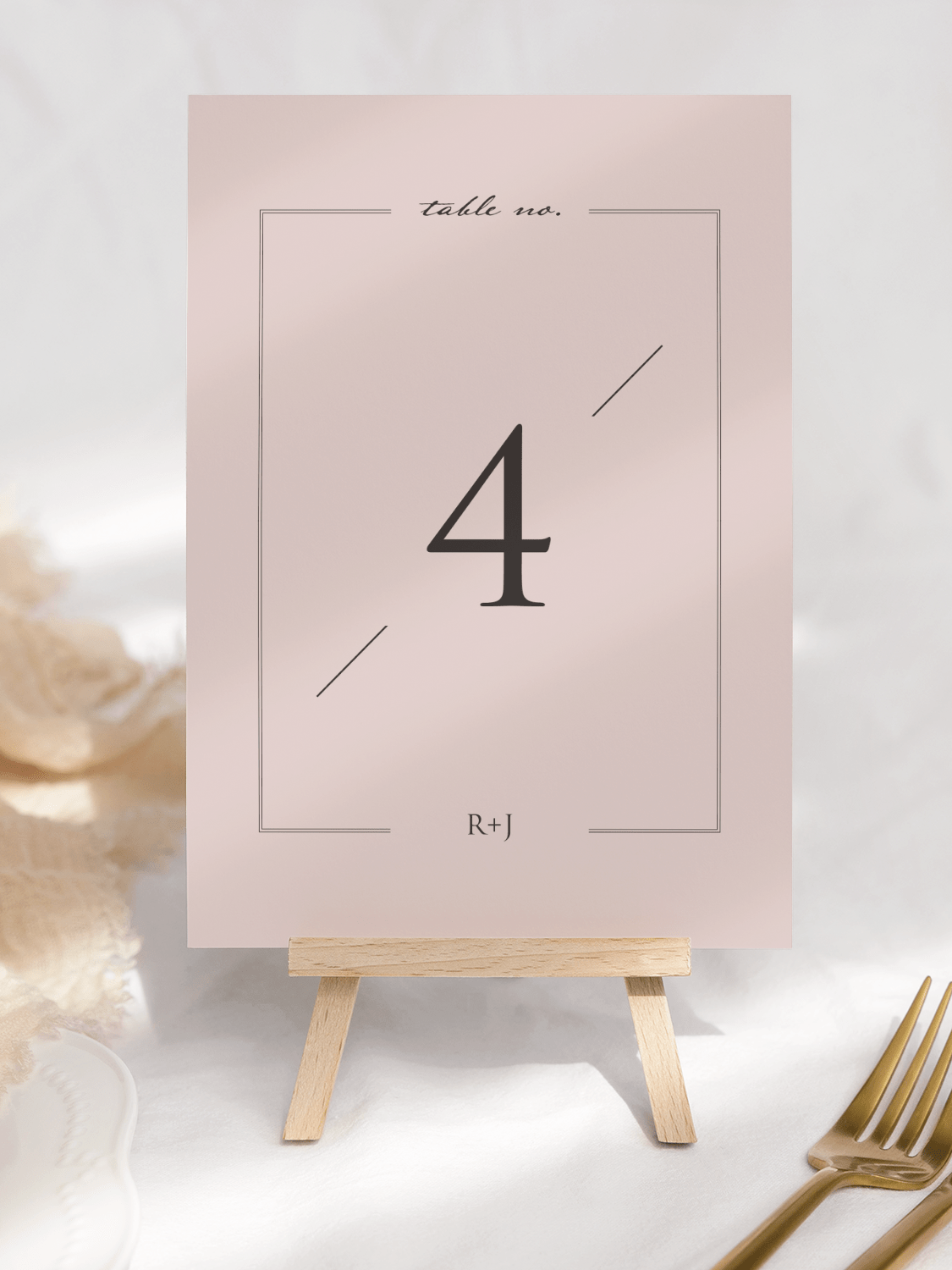 Love Story Pink Table Number Card - Front, 5x7