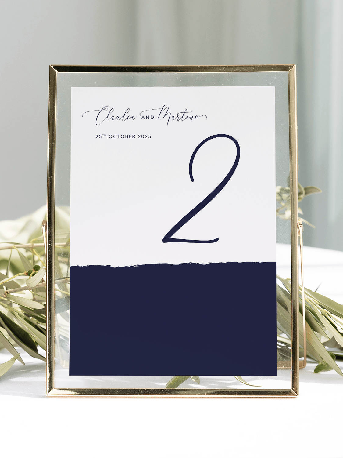 Simplicity Stripe Table Number Card in Midnight