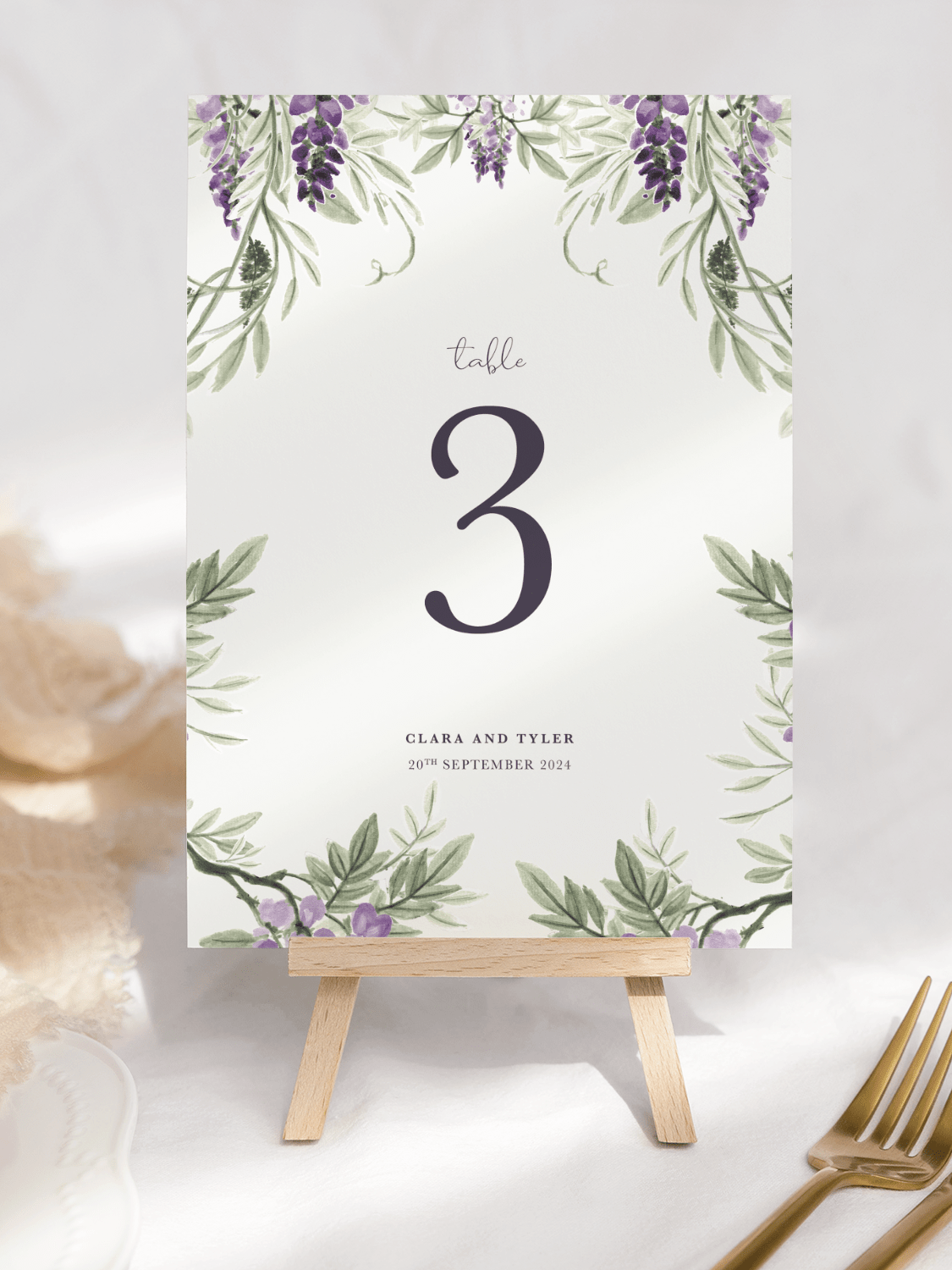 Wisteria Wedding Table Numbers -V2